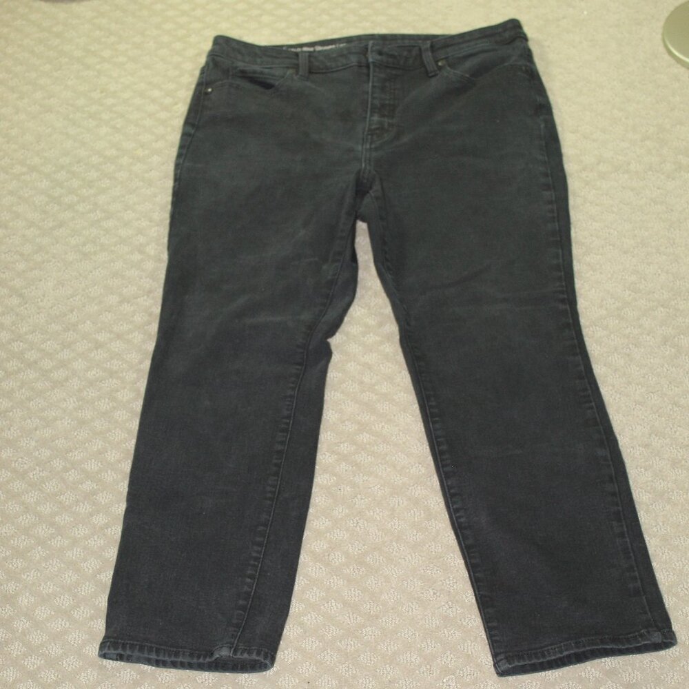 Talbots Jeans Size 12 Petite Dark Gray Straight Ankle Ladies Pants Stretch